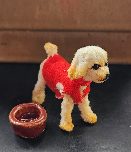 Blythe pet dog (1) with ceramic bowl