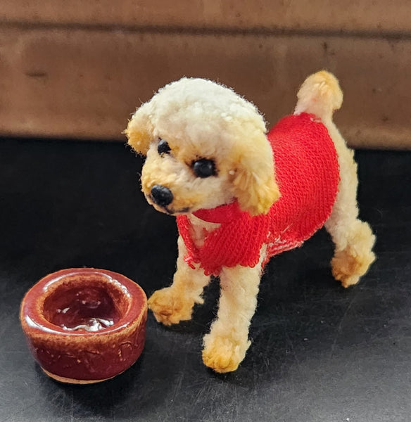Blythe pet dog (1) with ceramic bowl
