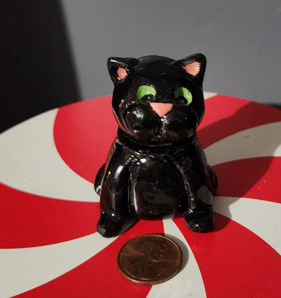Miniature ceramic cookie jar black cat