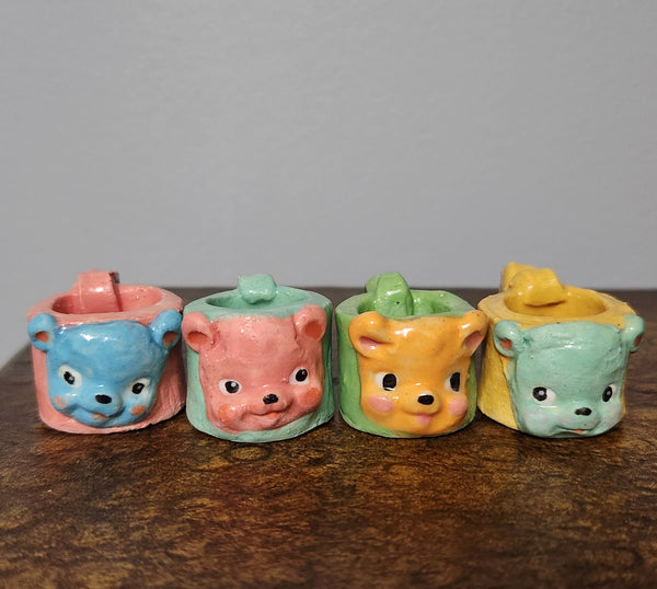 Miniature ceramic mug-vintage bear face