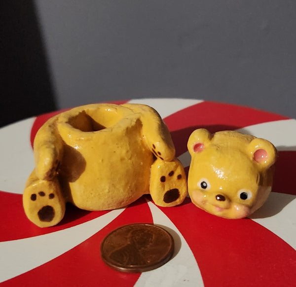 Miniature ceramic cookie jar bear