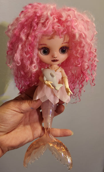 "Siren" custom blythe middie mermaid doll with case and accessories
