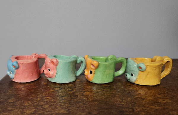 Miniature ceramic mug-vintage bear face