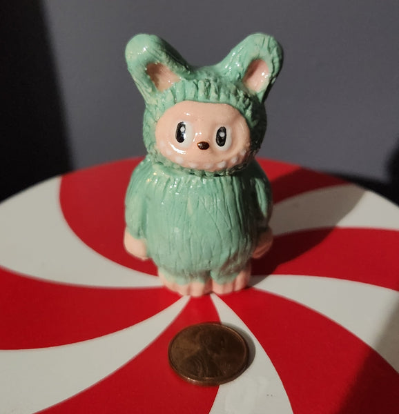 Miniature ceramic cookie jar- green la-fufu