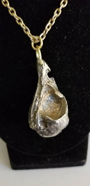 Solid white bronze cast lifesize chicken skull pendant #1