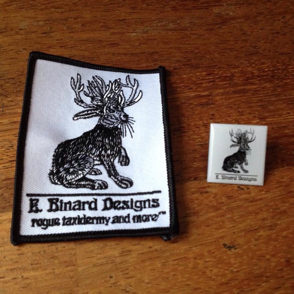 Rogue Taxidermy Sticker, Postcard, patch, and pin sampler pack